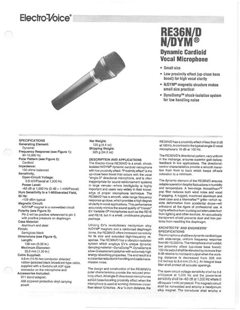 Electro-Voice RE36N/DYM Manual pdf manual